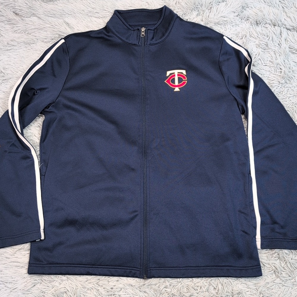 Minnesota Twins Jacket‎ Mens L Blue Zip Up MLB Baseball Pockets Logo Athletic